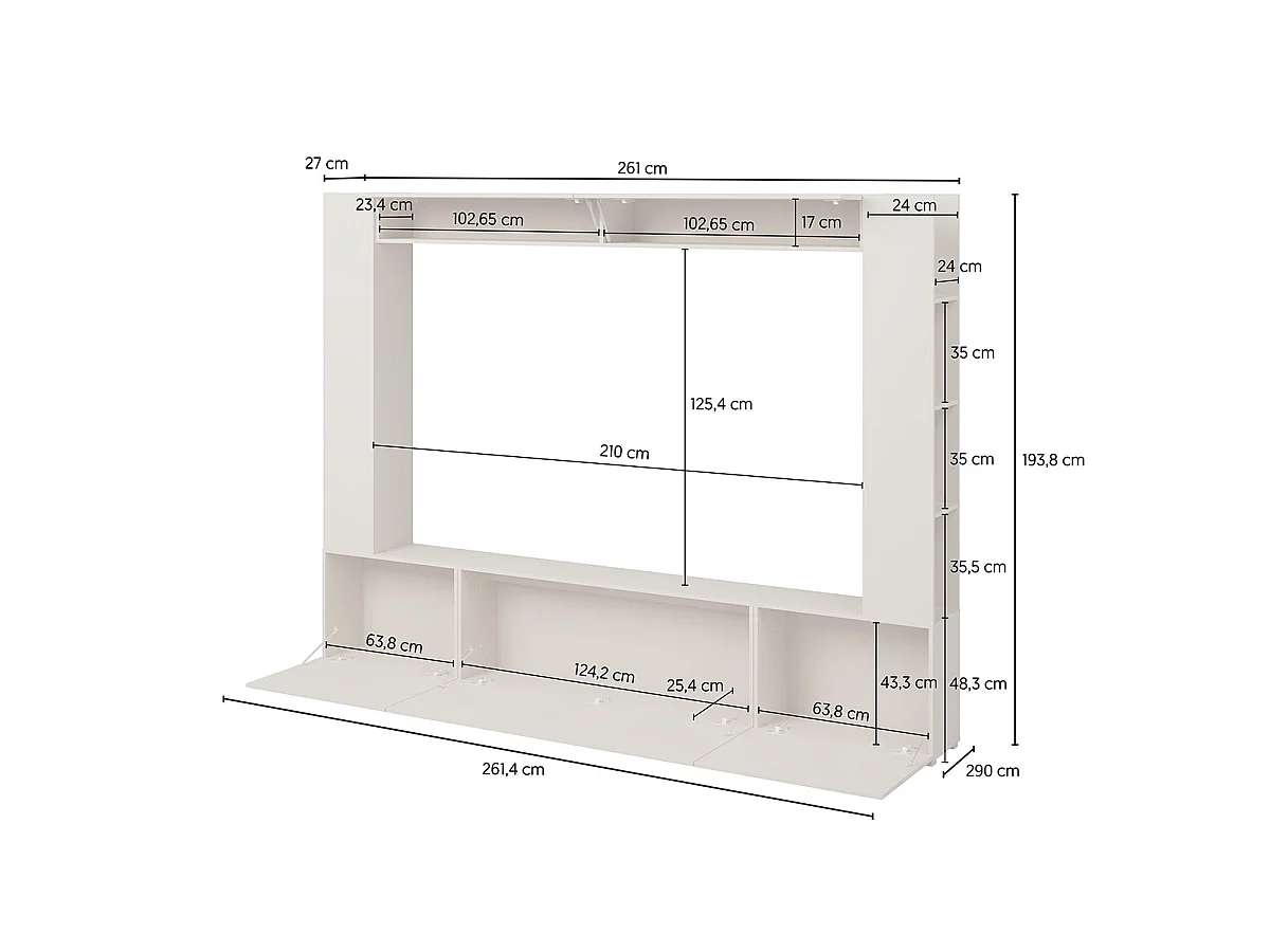 5-dørs 8-niche TV-møbel 260 cm Nala Kashmir