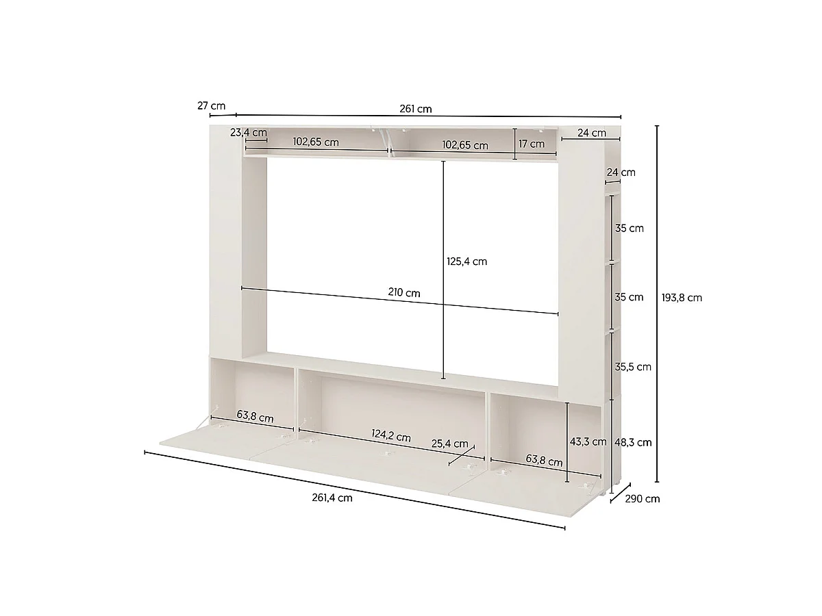 5-dørs 8-niche TV-møbel 260 cm Nala Kashmir