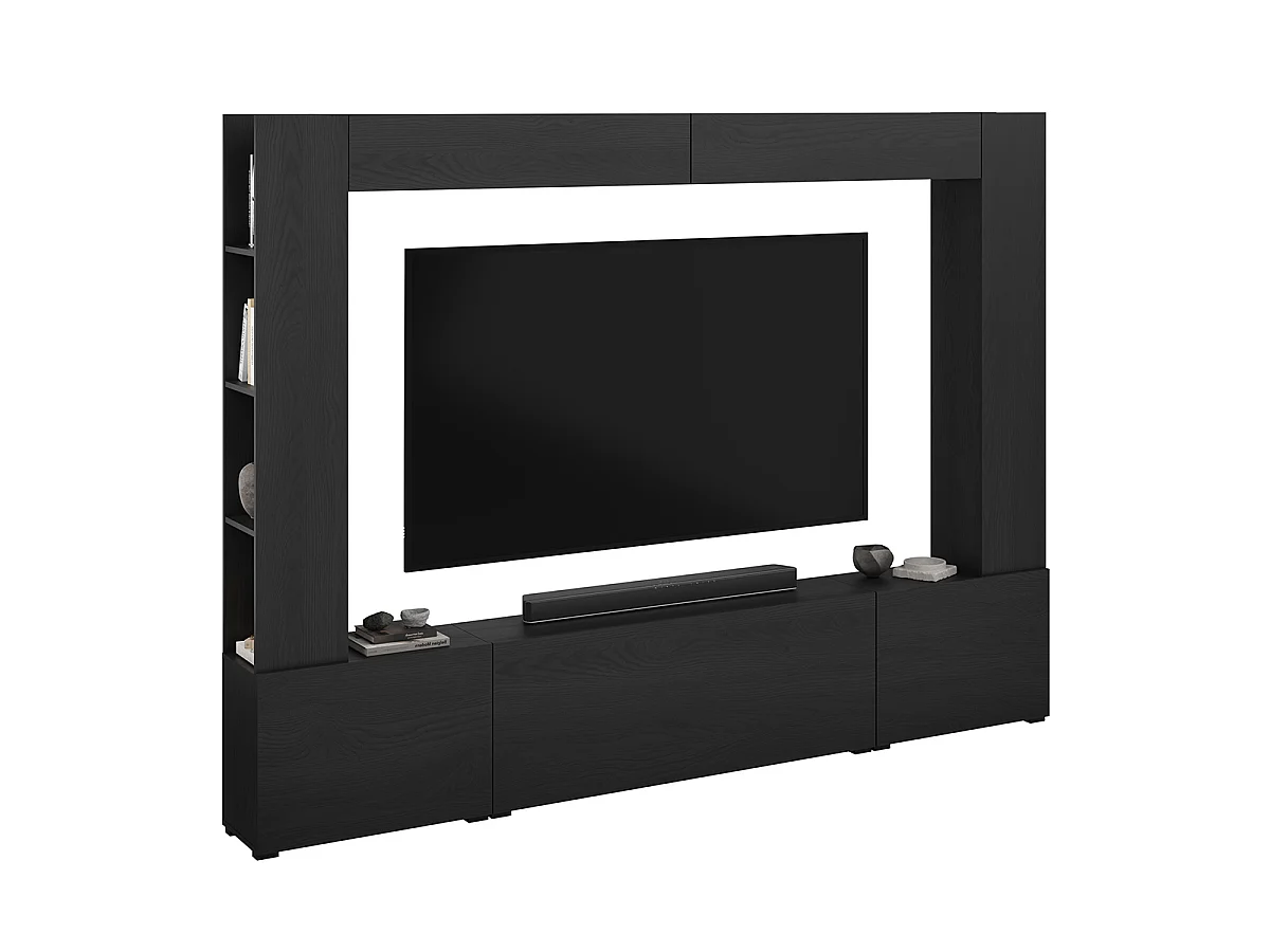 5-dørs 8-niche TV-møbel 260 cm Nala Sort træ