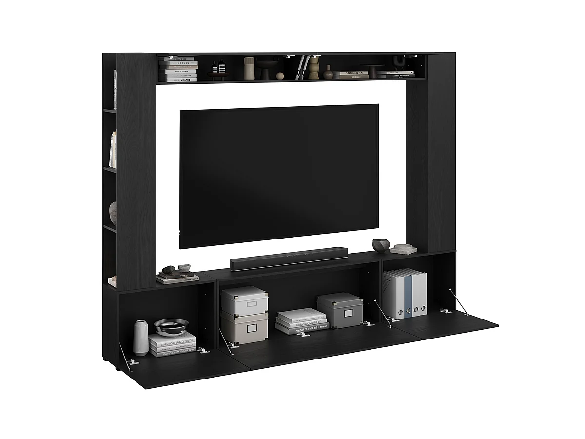 5-dørs 8-niche TV-møbel 260 cm Nala Sort træ