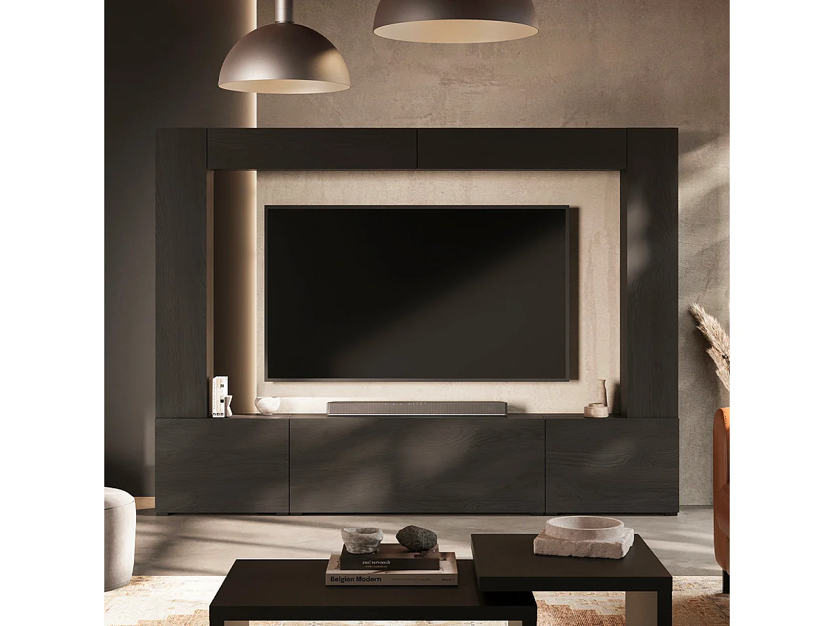 5-dørs 8-niche TV-møbel 260 cm Nala Sort træ