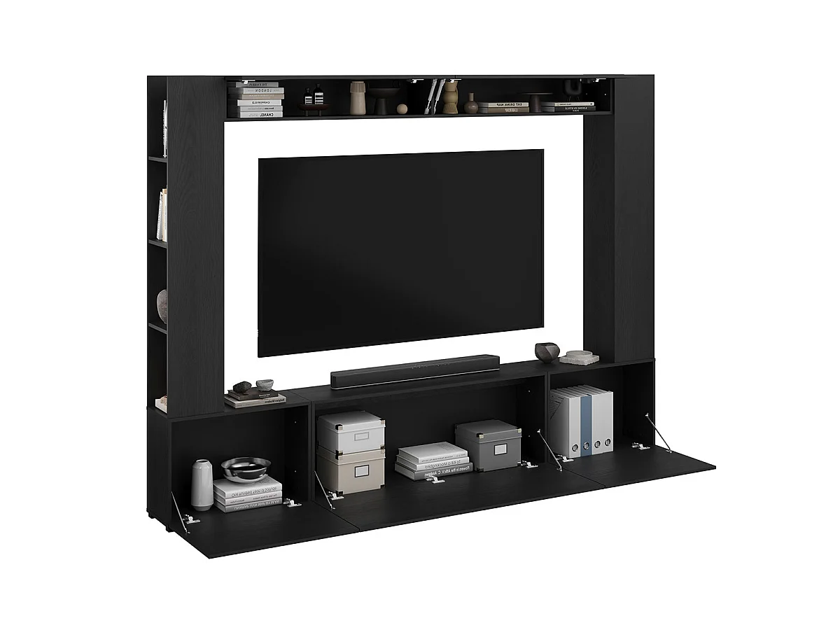 5-dørs 8-niche TV-møbel 260 cm Nala Sort træ