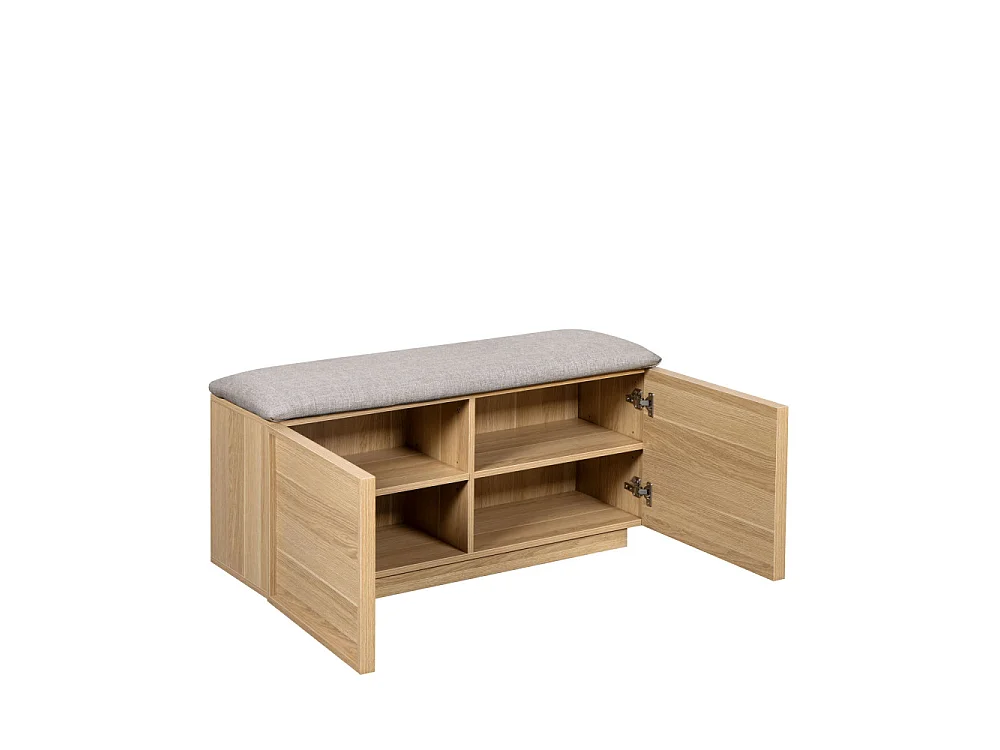 Joy - Banc d'entrée avec rangement à chaussures en bois L100cm - Bois clair