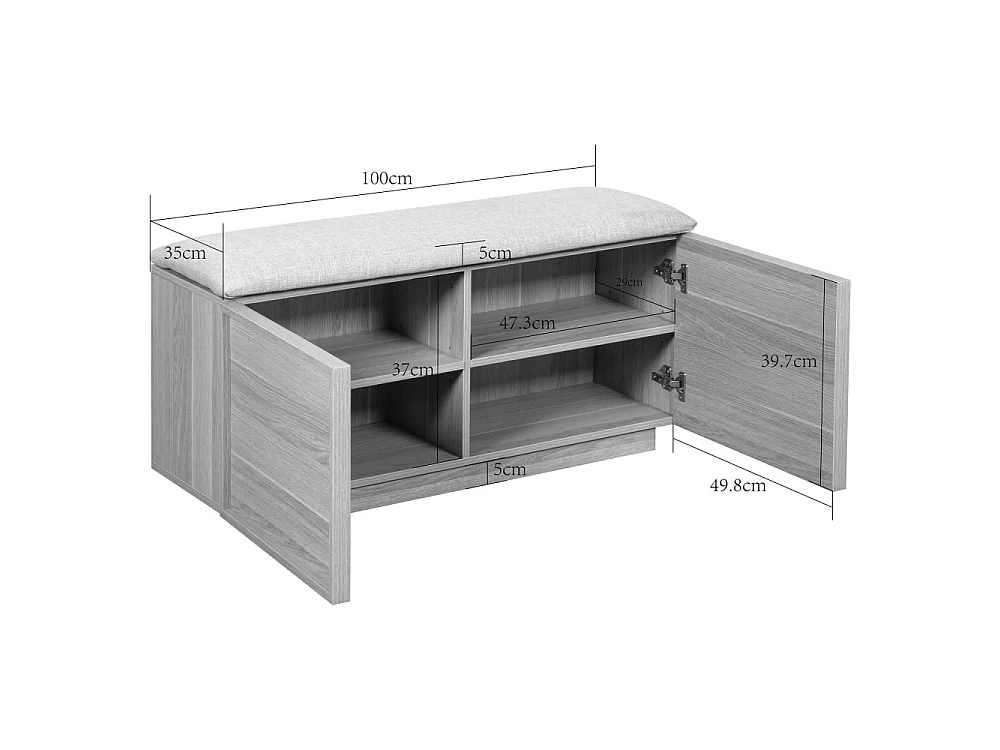 Joy - Banc d'entrée avec rangement à chaussures en bois L100cm - Bois clair