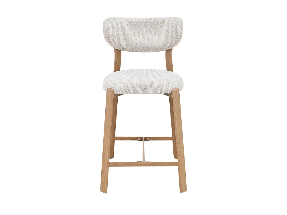 Lunara - Lot de 2 chaises de bar en tissu piètement effet bois clair H65cm - Beige chiné