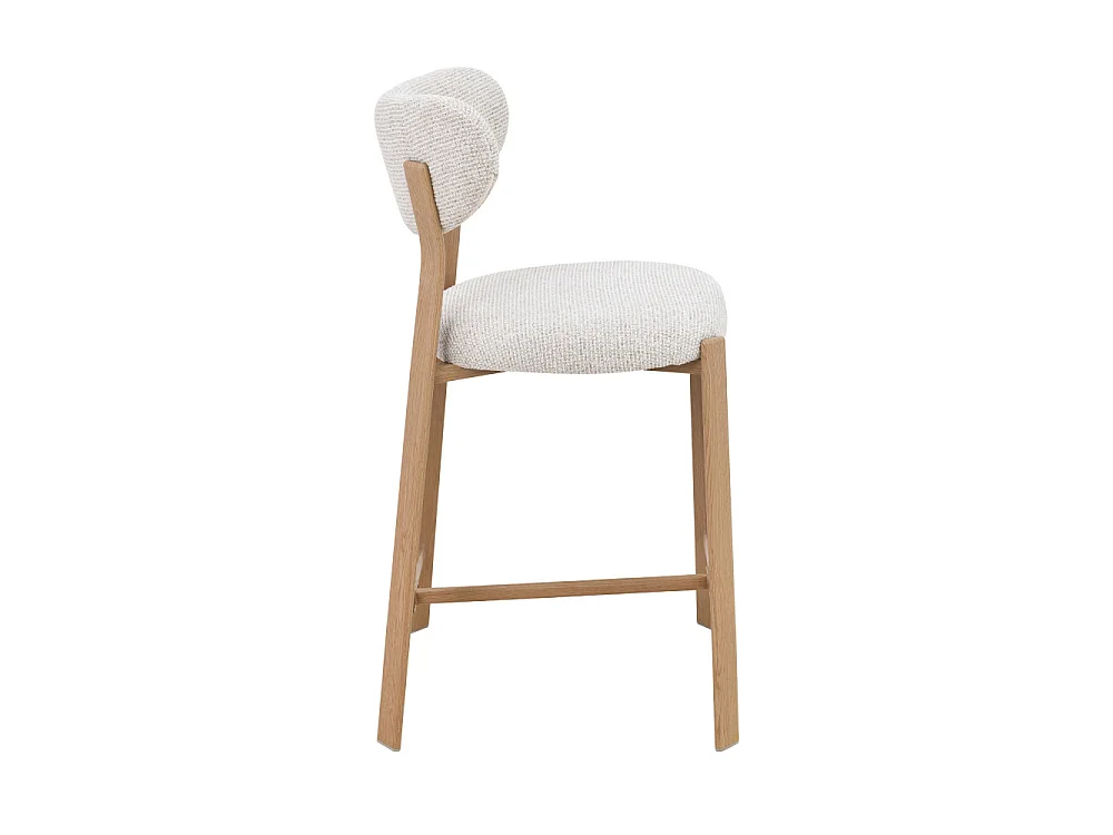 Lunara - Lot de 2 chaises de bar en tissu piètement effet bois clair H65cm - Beige chiné