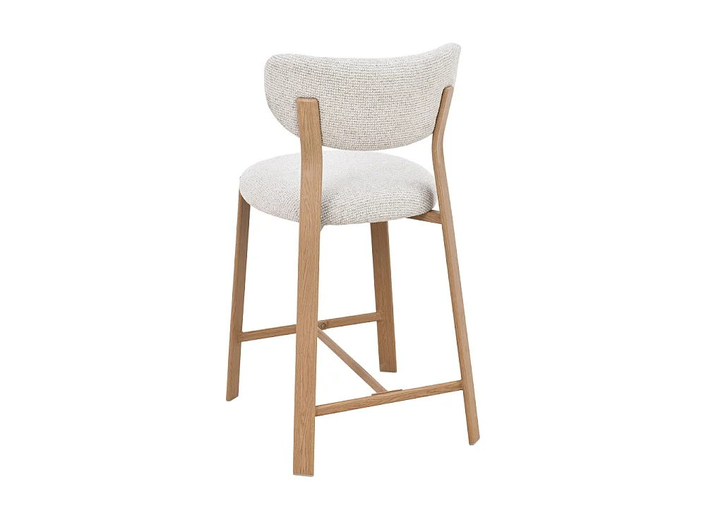 Lunara - Lot de 2 chaises de bar en tissu piètement effet bois clair H65cm - Beige chiné