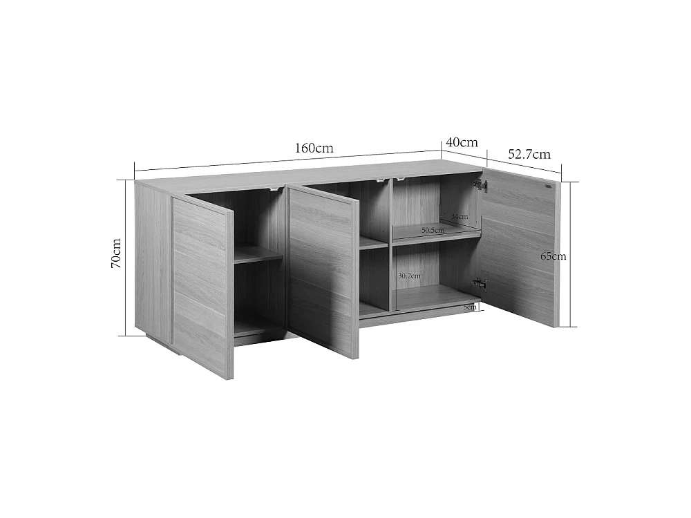Joy - Buffet 3 portes en bois L160cm - Bois clair