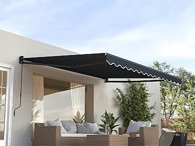 Auvent store banne rétractable en aluminium 2,5 x 3 m "Ombra 3" - Gris anthracite