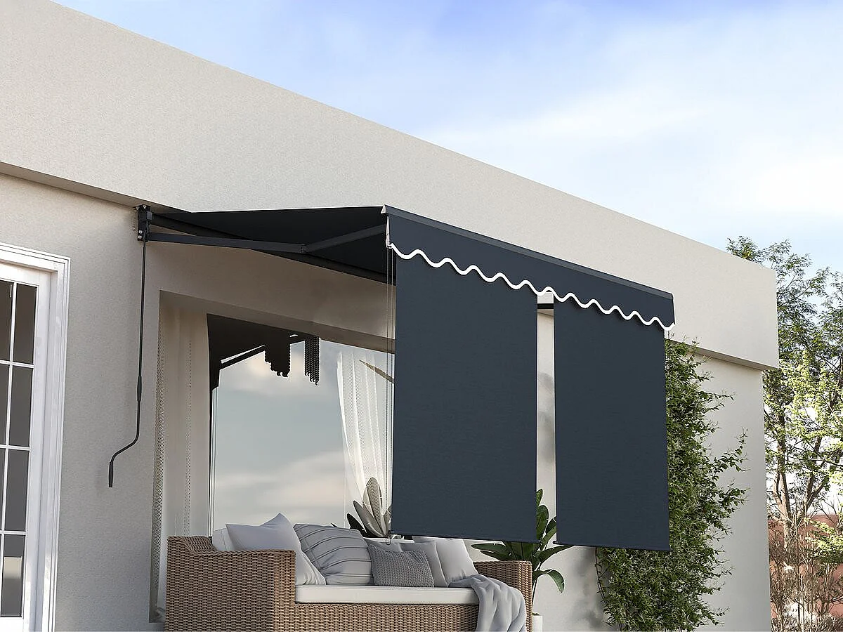 Markise mit Volant aus Aluminium 2 x 3 m "Shadow" - Anthrazitgrau
