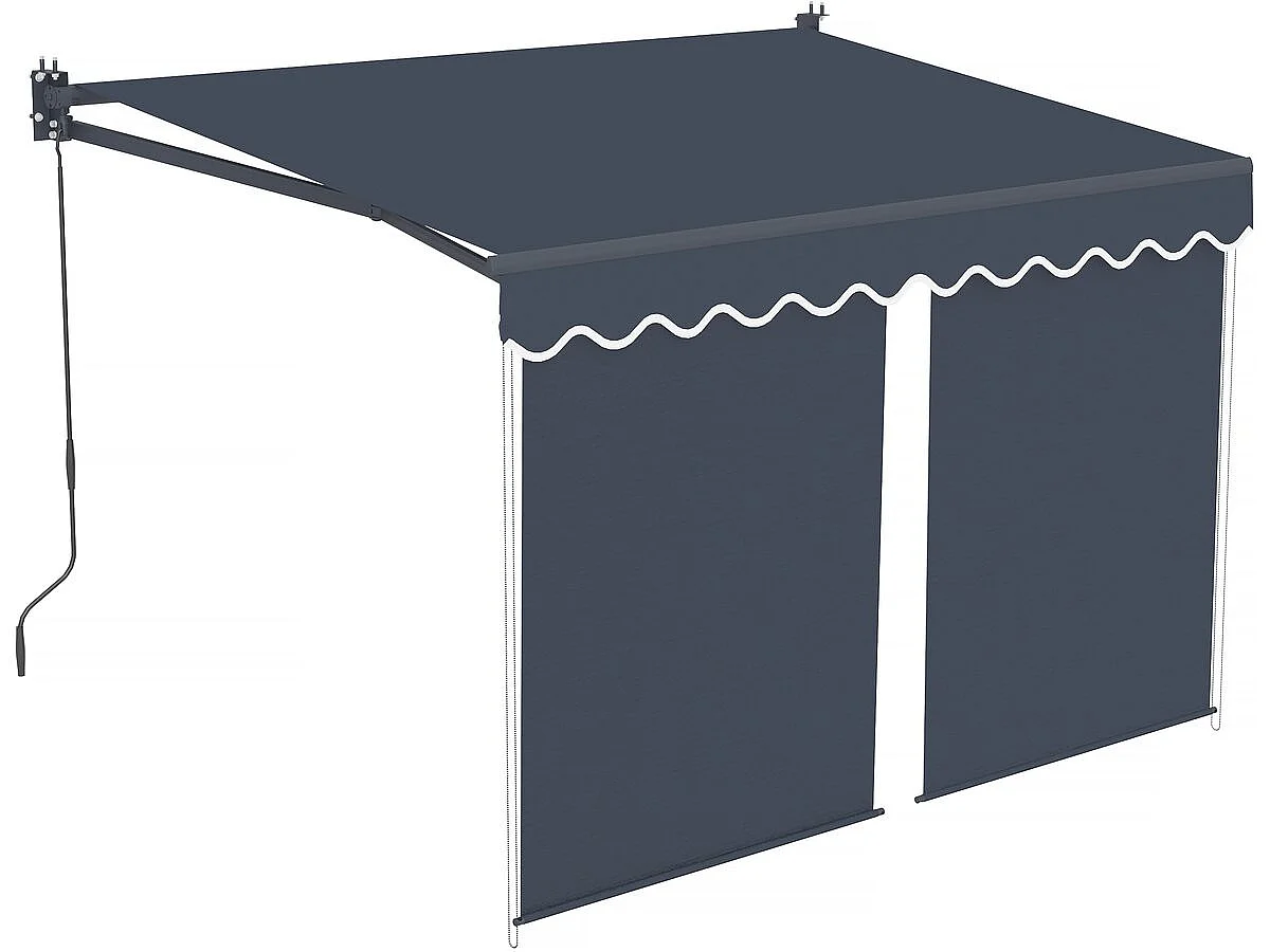 Markise mit Volant aus Aluminium 2 x 3 m "Shadow" - Anthrazitgrau