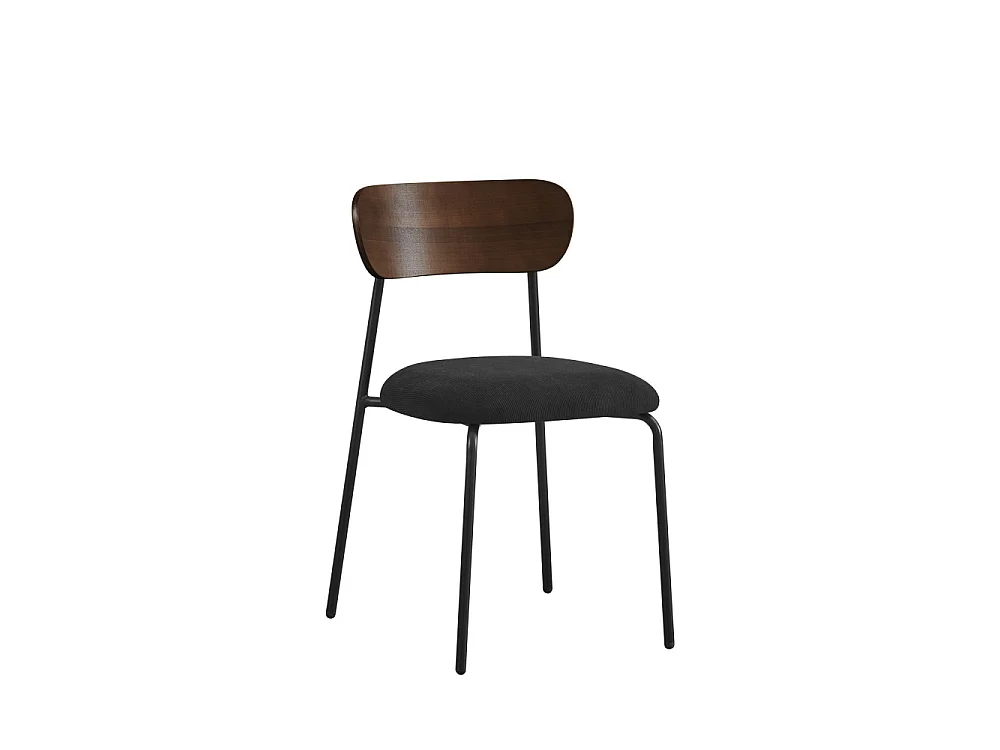 Jess - Lot de 2 chaises en bois foncé velours côtelé et métal  - Noir