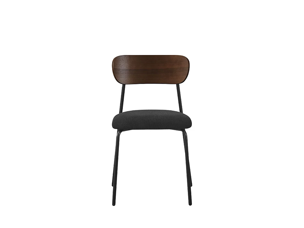 Jess - Lot de 2 chaises en bois foncé velours côtelé et métal  - Noir