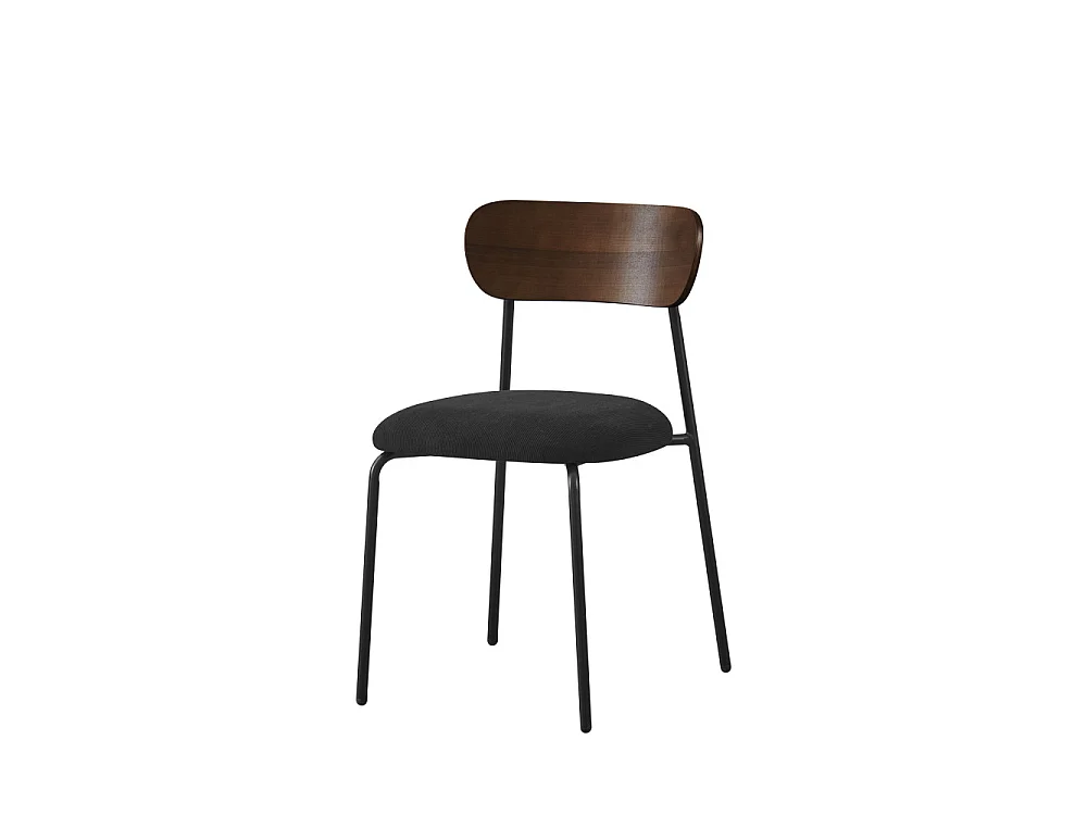 Jess - Lot de 2 chaises en bois foncé velours côtelé et métal  - Noir