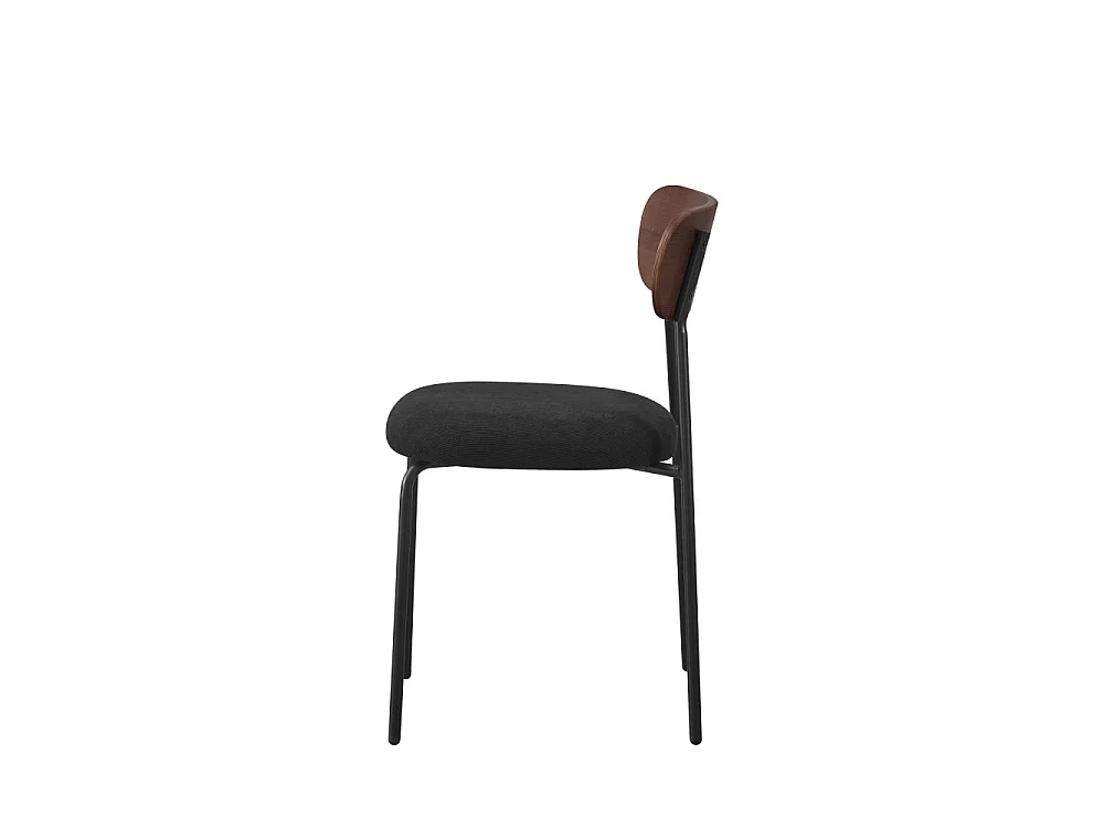 Jess - Lot de 2 chaises en bois foncé velours côtelé et métal  - Noir