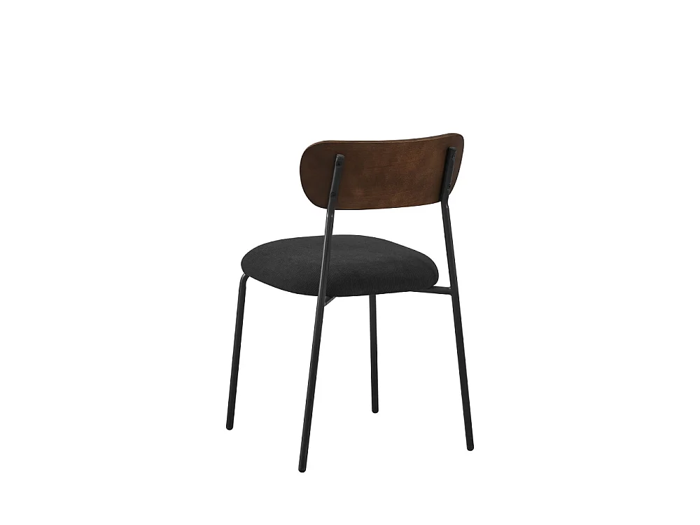 Jess - Lot de 2 chaises en bois foncé velours côtelé et métal  - Noir