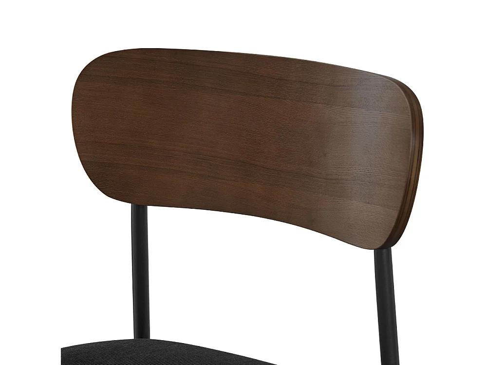 Jess - Lot de 2 chaises en bois foncé velours côtelé et métal  - Noir