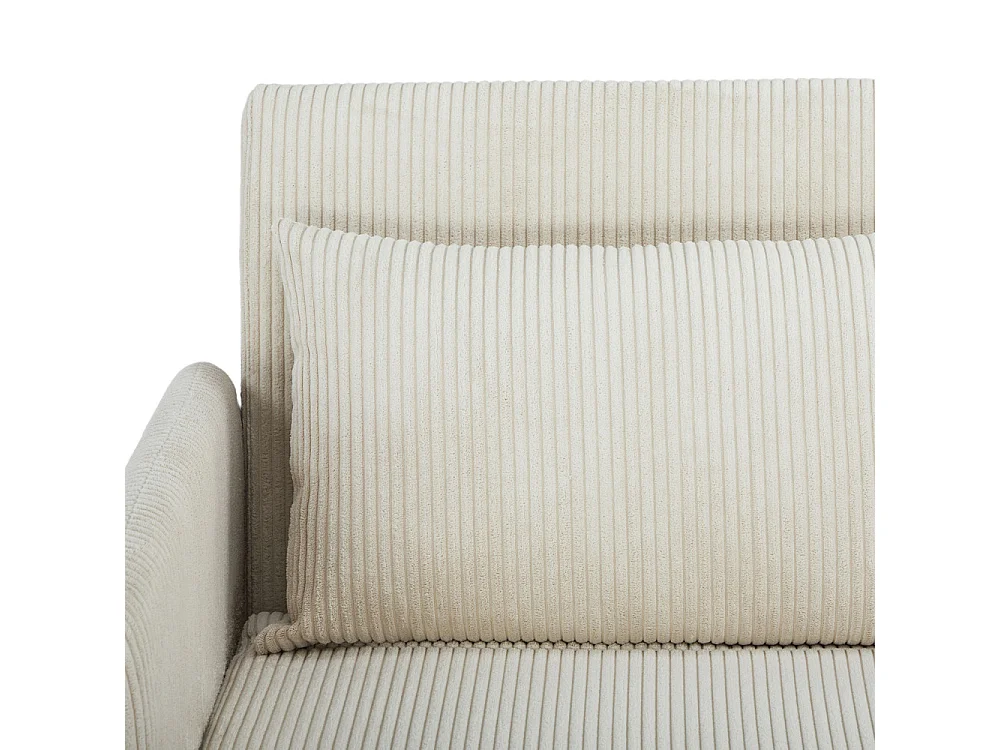 Belushi - Canapé convertible 2 places en velours côtelé pieds bois clair - Beige