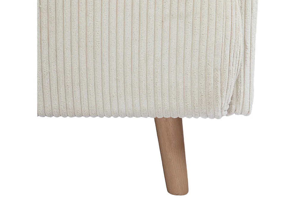 Belushi - Canapé convertible 2 places en velours côtelé pieds bois clair - Beige
