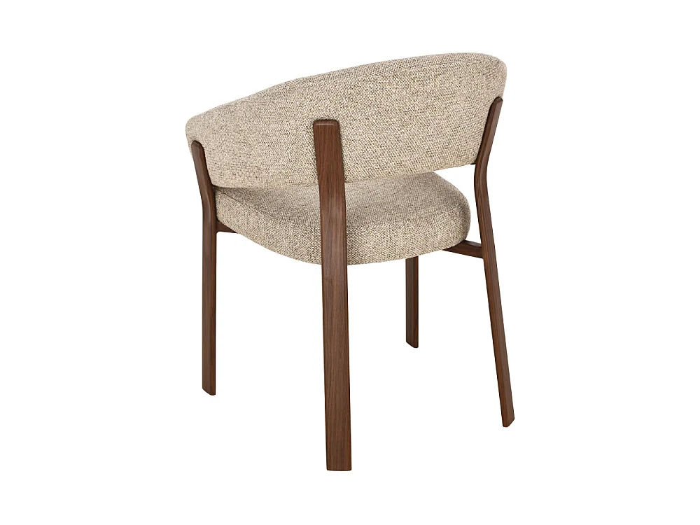 Embo - Lot de 2 fauteuils de table en tissu piètement effet bois foncé - Marron chiné