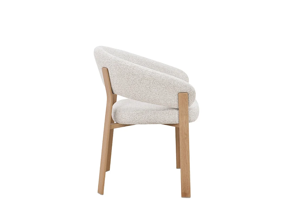 Embo - Lot de 2 fauteuils de table en tissu piètement effet bois clair - Beige chiné