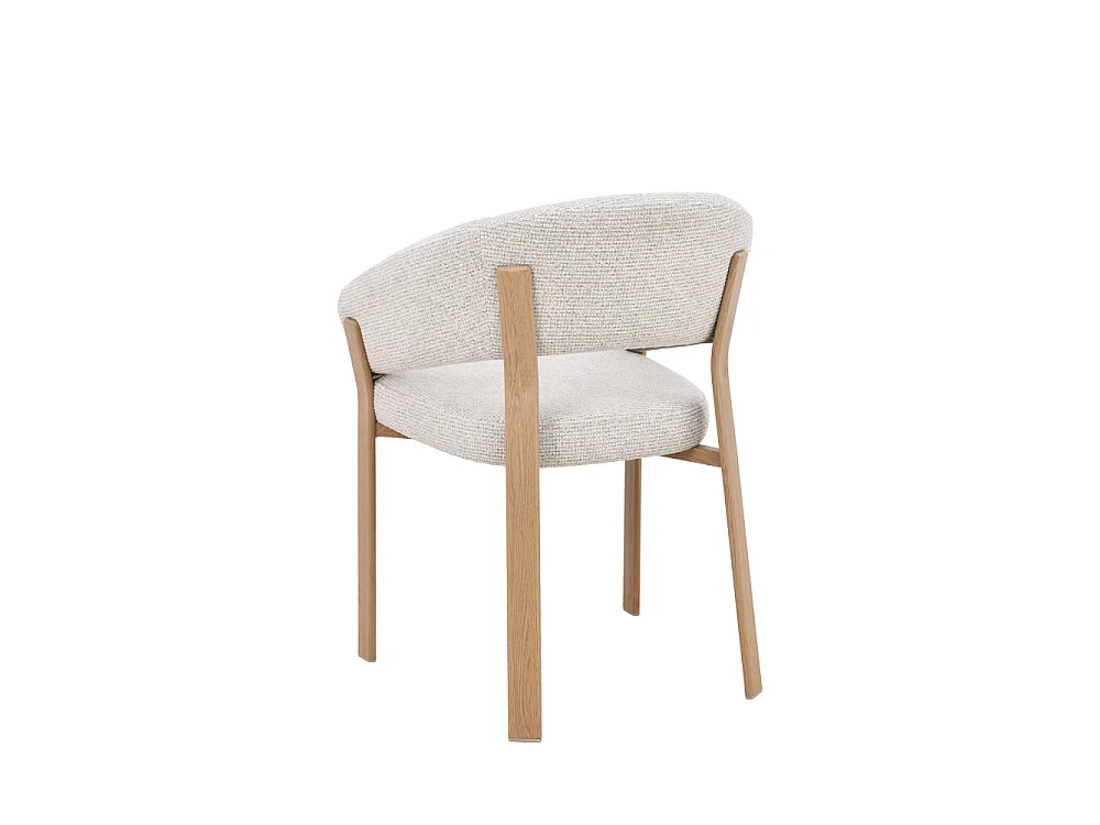Embo - Lot de 2 fauteuils de table en tissu piètement effet bois clair - Beige chiné