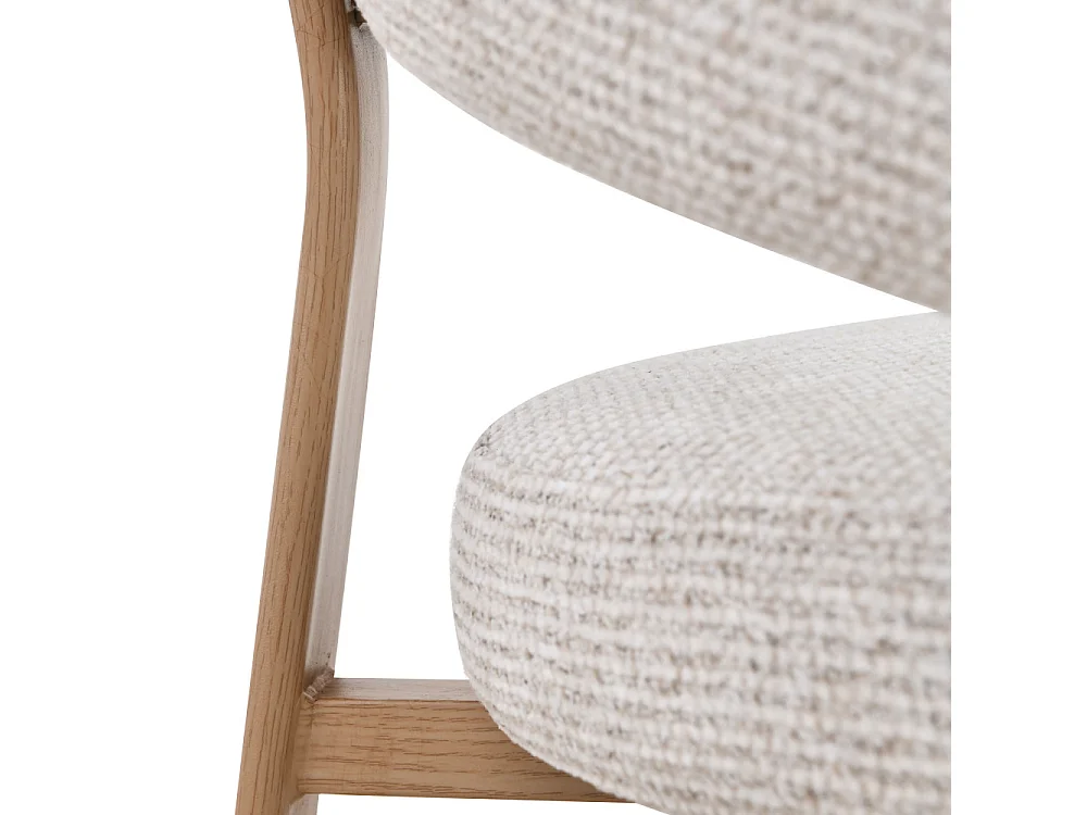 Embo - Lot de 2 fauteuils de table en tissu piètement effet bois clair - Beige chiné