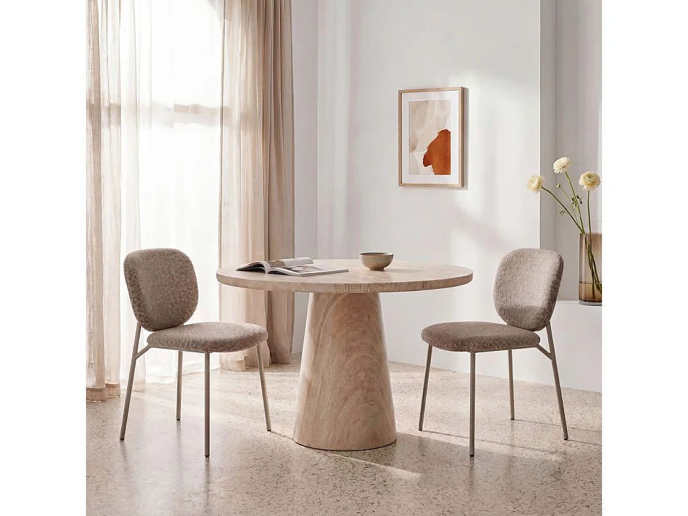 Dalby - Lot de 2 chaises en tissu pieds beiges - Marron chiné