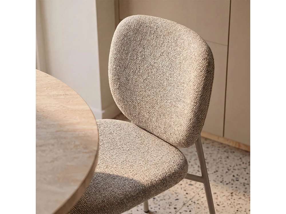 Dalby - Lot de 2 chaises en tissu pieds beiges - Marron chiné