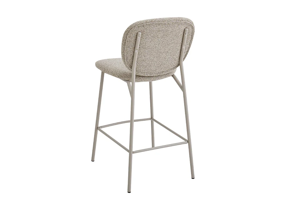 Dalby - Lot de 2 tabourets de bar en tissu pieds beiges H65cm - Marron chiné
