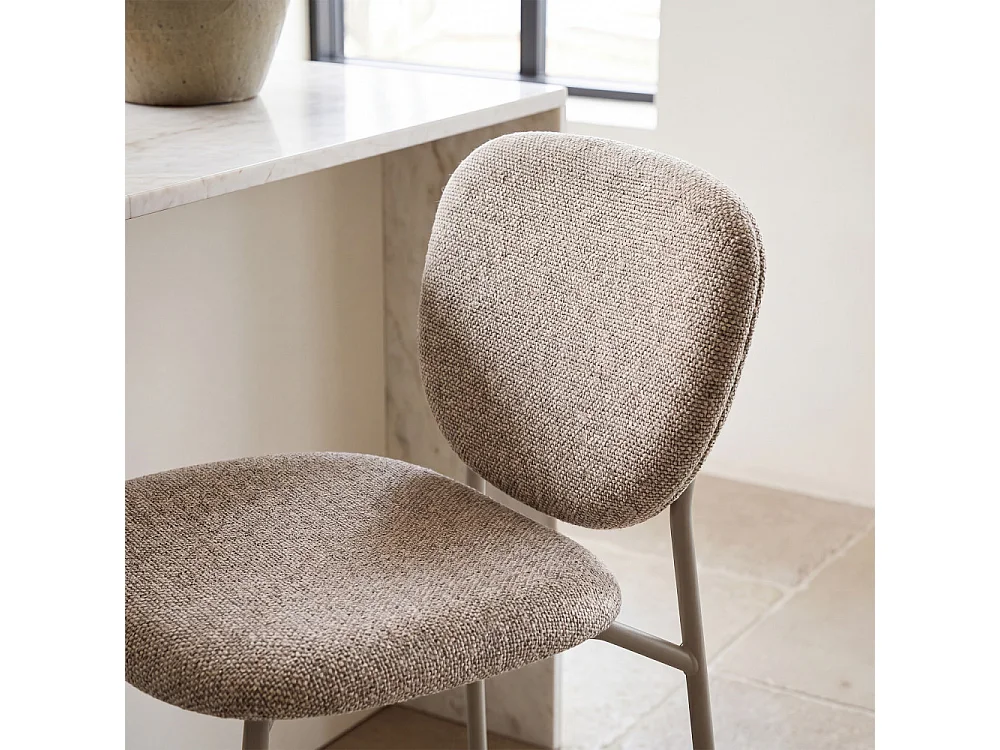 Dalby - Lot de 2 tabourets de bar en tissu pieds beiges H65cm - Marron chiné