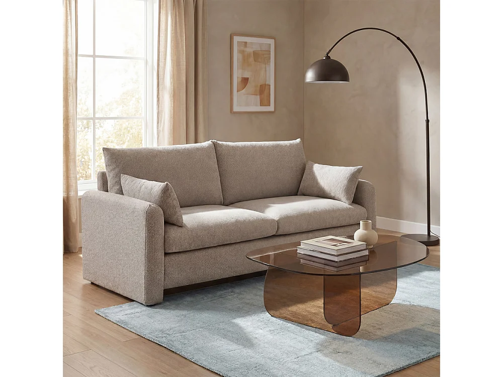 Lisa - Canapé 3 places en tissu - Beige chiné