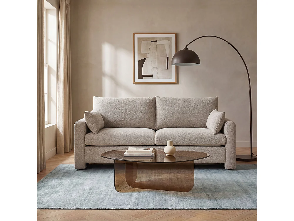 Lisa - Canapé 3 places en tissu - Beige chiné