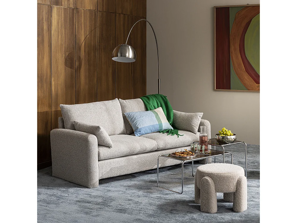 Canapé 3 places en tissu beige LISA