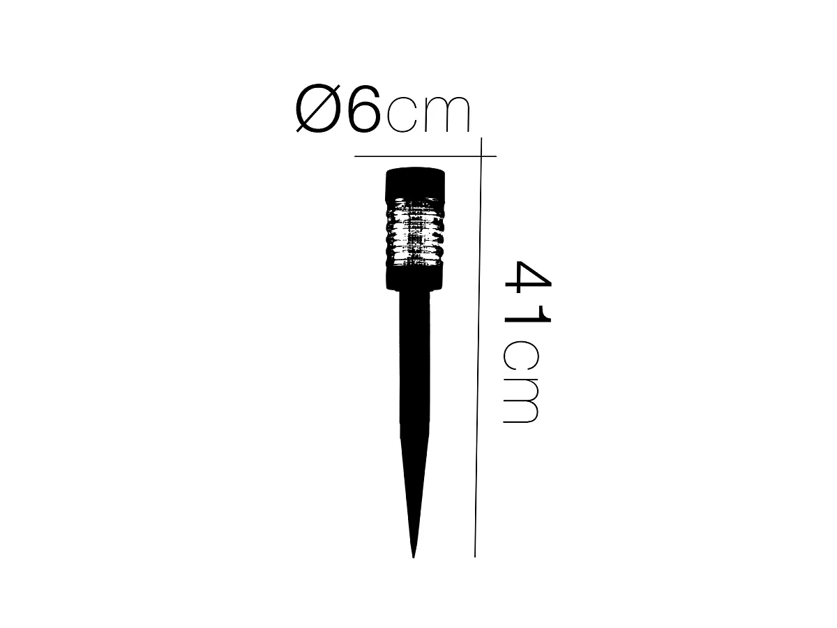 Lot de 6 Bornes Solaires Extérieures à Planter, Balises de Jardin LED Étanches-Diamètre 6 x Hauteur 41 cm