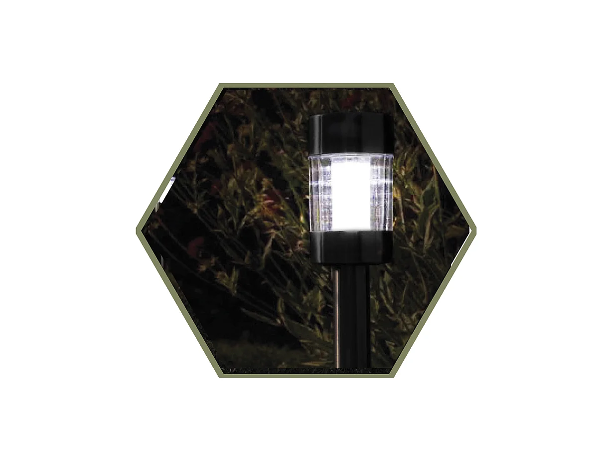 Lot de 6 Bornes Solaires Extérieures à Planter, Balises de Jardin LED Étanches-Diamètre 6 x Hauteur 41 cm