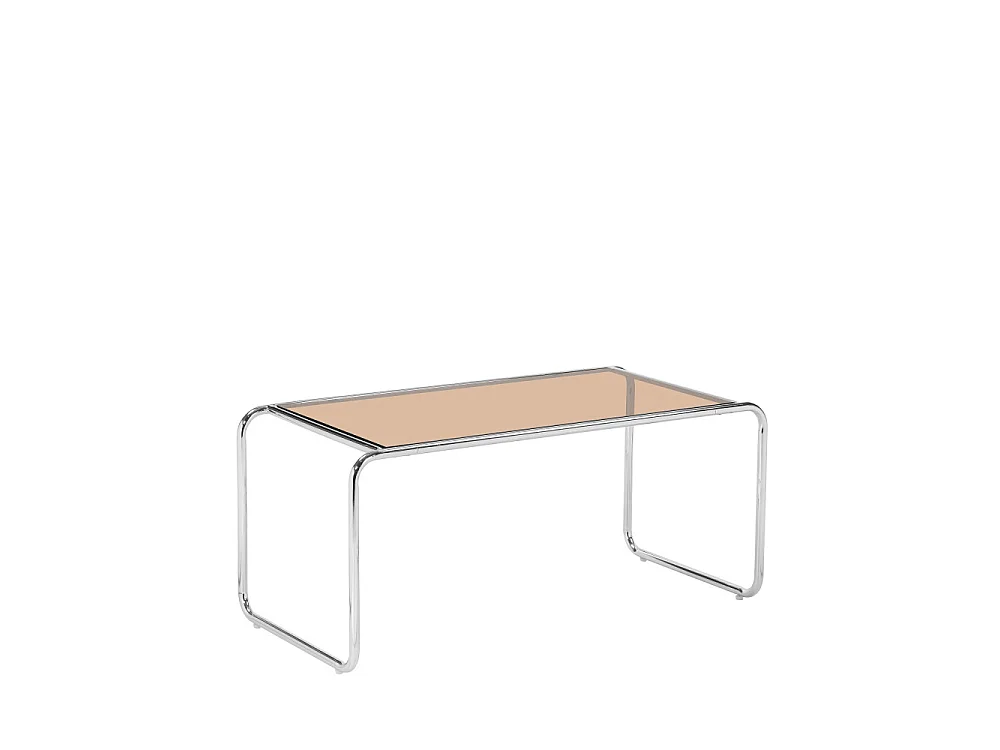 Rika - Table basse en verre pieds chrome - Verre ambré