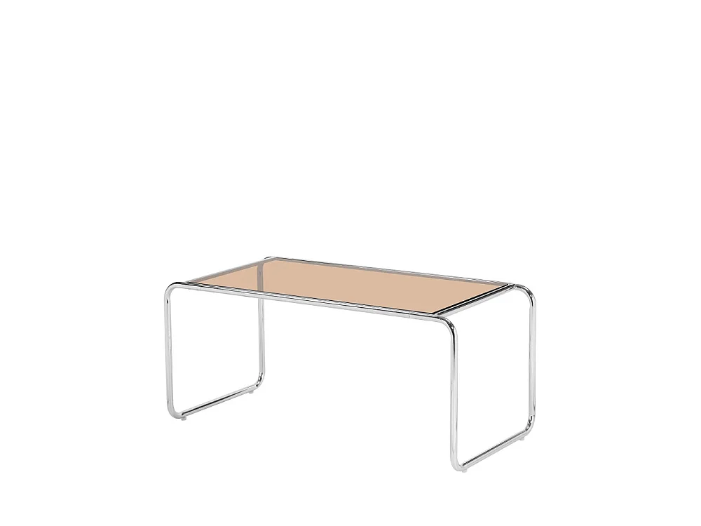 Rika - Table basse en verre pieds chrome - Verre ambré
