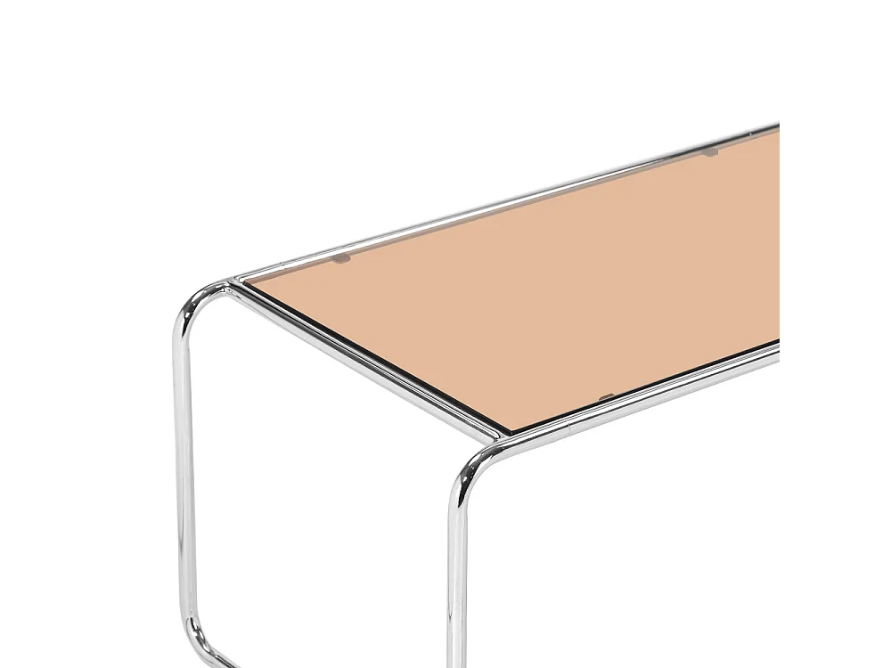 Rika - Table basse en verre pieds chrome - Verre ambré