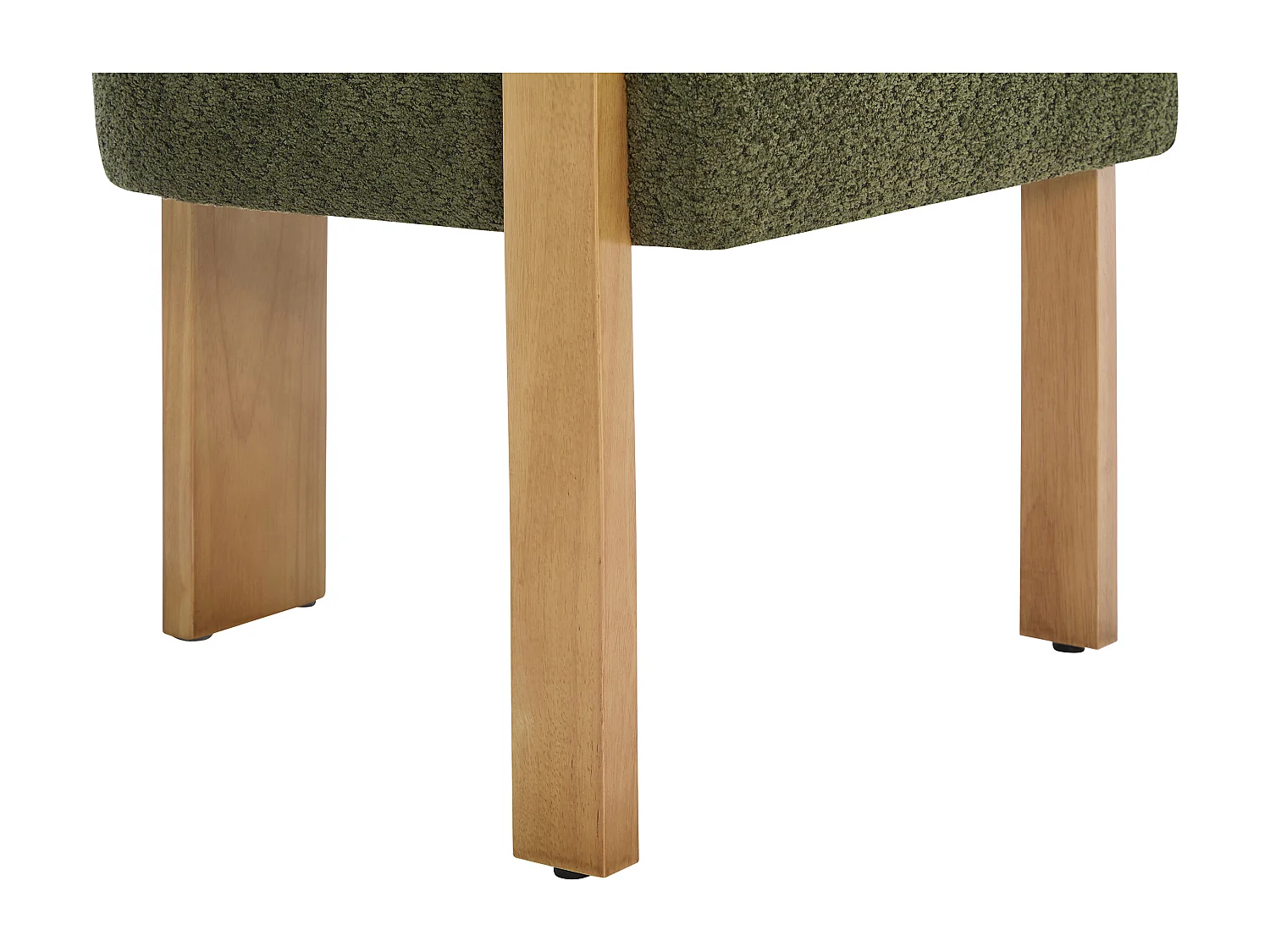 Lot de 6 chaises avec accoudoirs en tissu bouclette et bois d'hévéa naturel - Kaki - LIVELIA