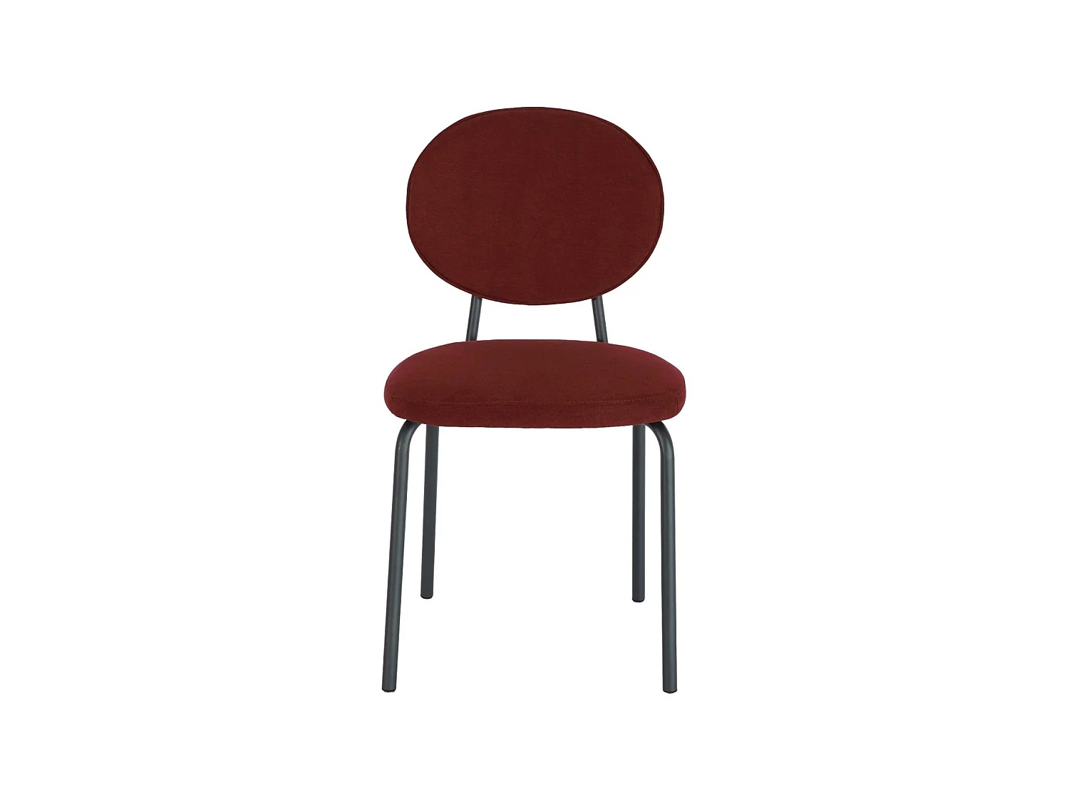 Silla vintage de metal y tela, set de 2 burdeos