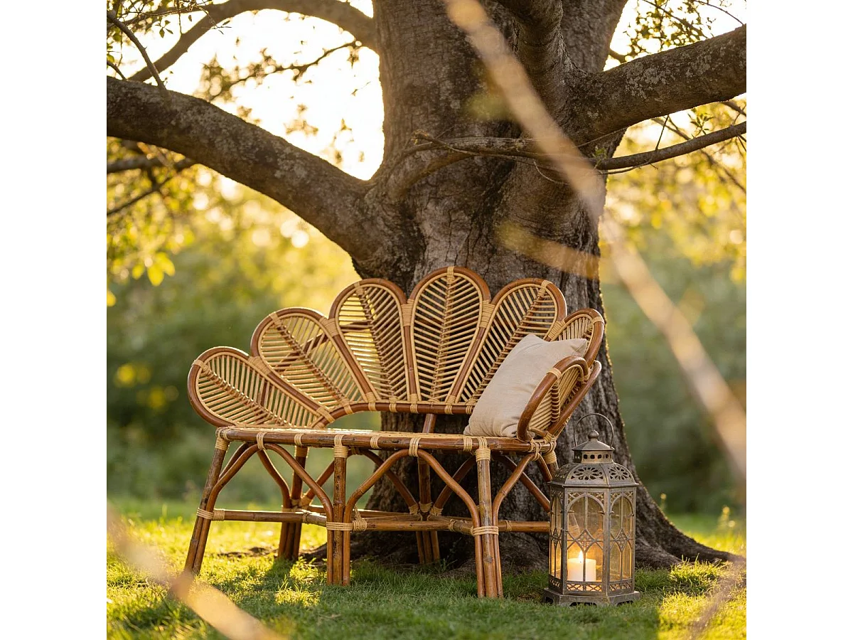 Banquette fleur en rotin Rattan
