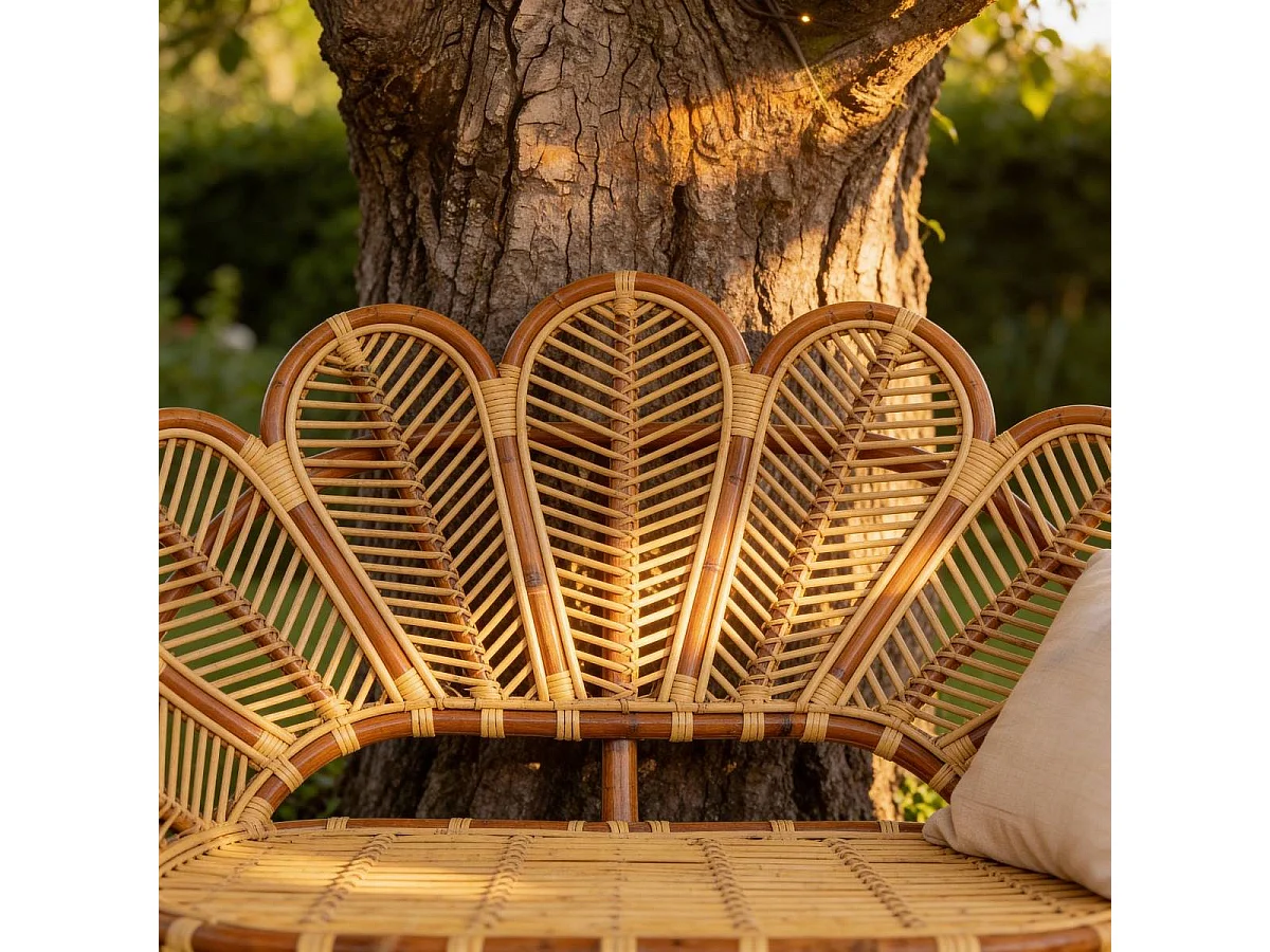 Banquette fleur en rotin Rattan