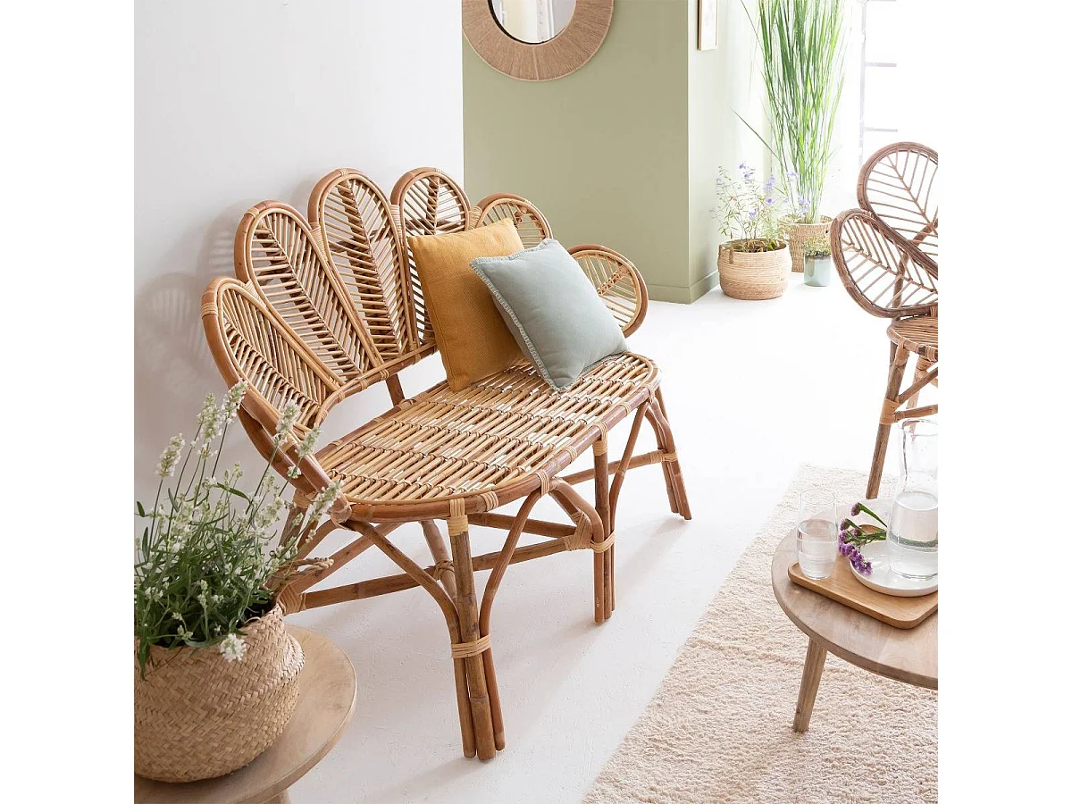 Banquette fleur en rotin Rattan