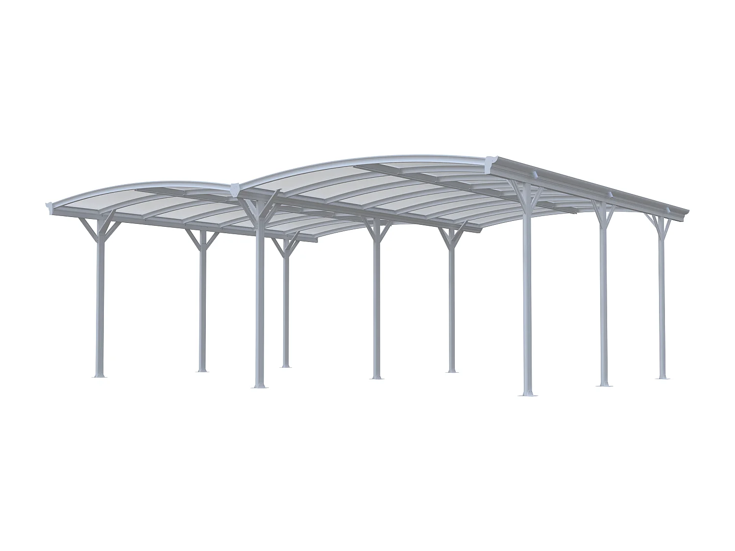 Carport pergola double autoportant en aluminium - 2 voitures - 30 m² - Blanc - BARESA