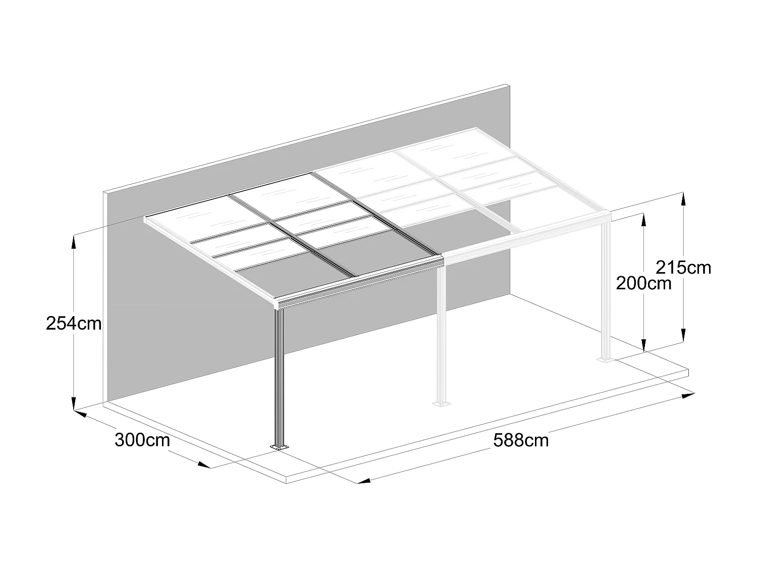 Pergola adossée en aluminium avec toit coulissant - 18 m² - blanc - IZEDA