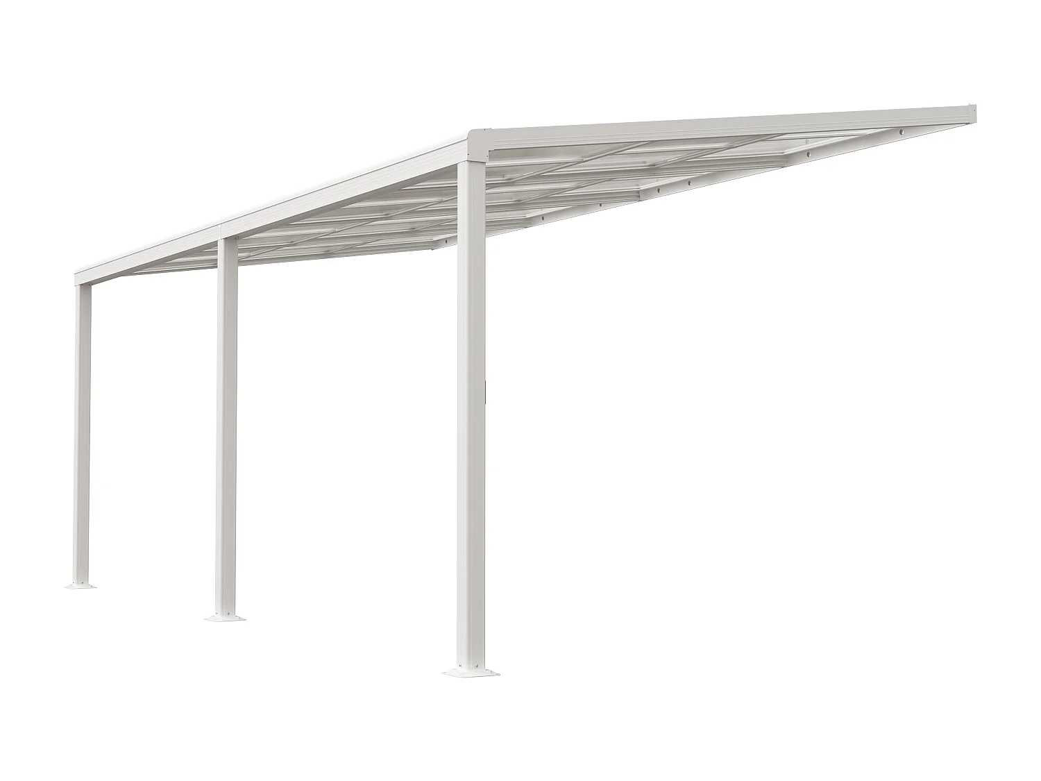 Pergola adossée en aluminium avec toit coulissant - 18 m² - blanc - IZEDA