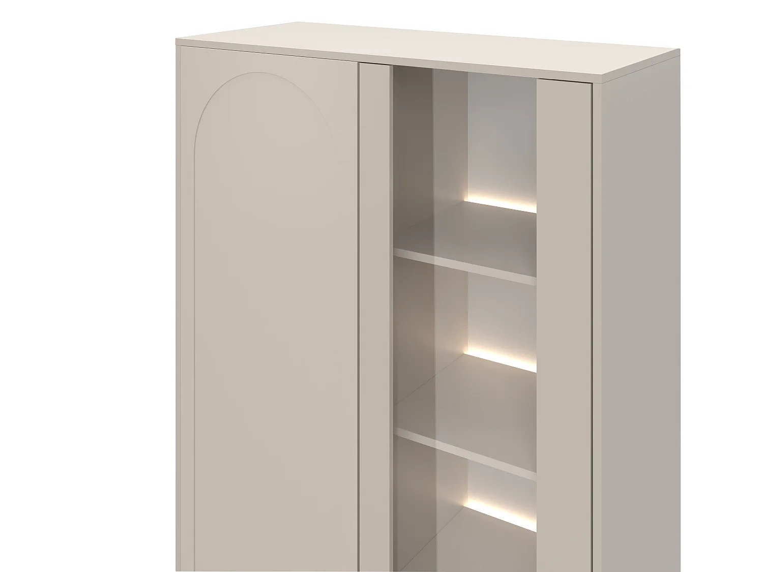 Vitrine 2 portes avec LEDs - Beige - NALYRA
