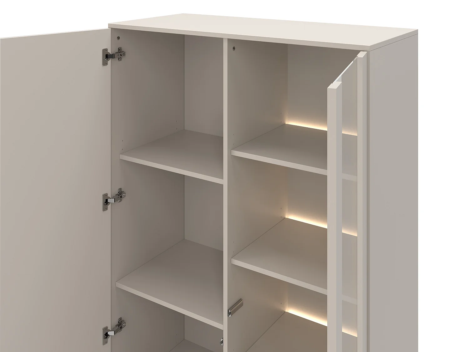 Vitrine 2 portes avec LEDs - Beige - NALYRA