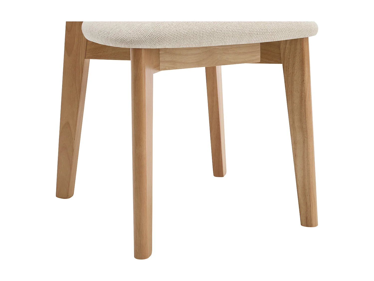 Lot de 6 chaises en tissu texturé, effet rotin et bois d'hévéa - Crème - CALENYA
